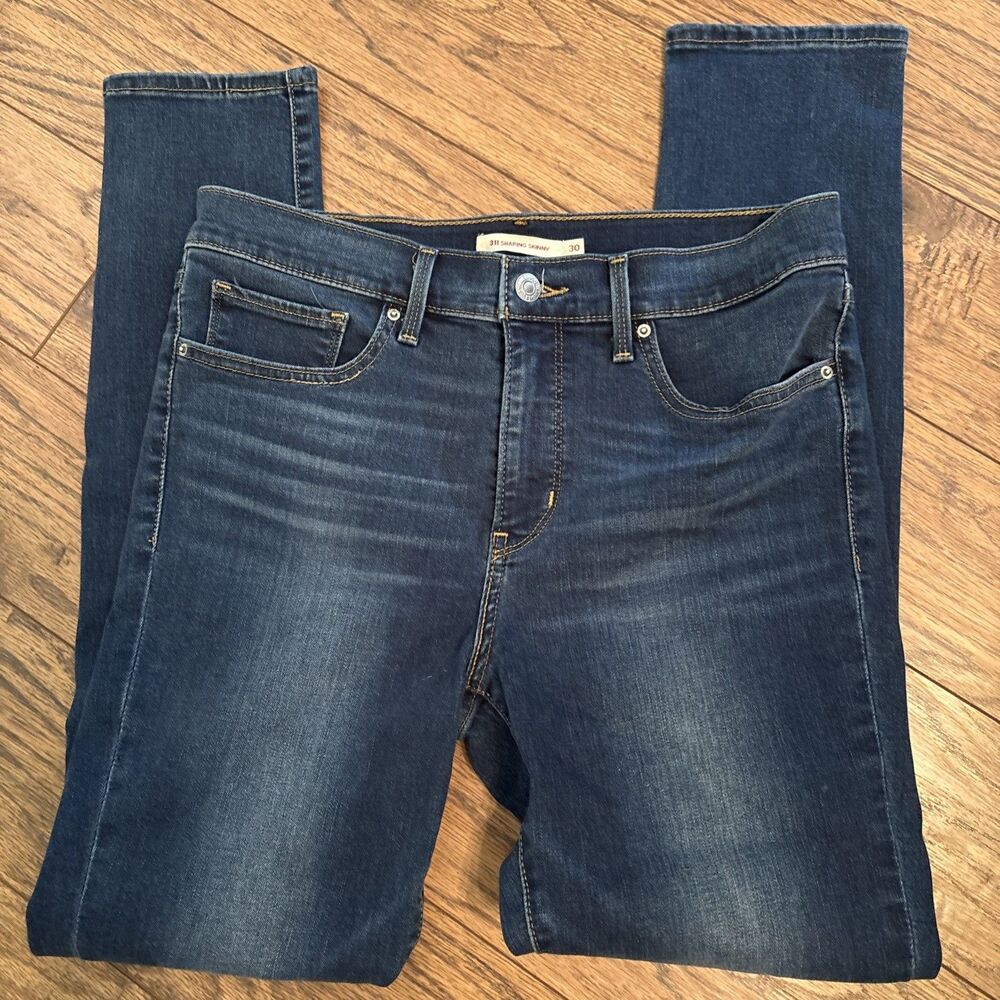 Levis Premium 311 Shaping Skinny Jeans Womens 30x30 Blue NWOT Distressed Knee